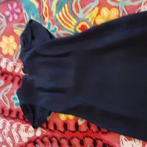 Calvin Klein moleskin sz 6 tulip sleeve gold zipper dress navy